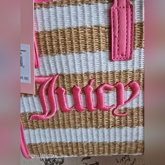 Juicy Couture Stripe Straw Mini Tote NWT - Picture 10 of 14